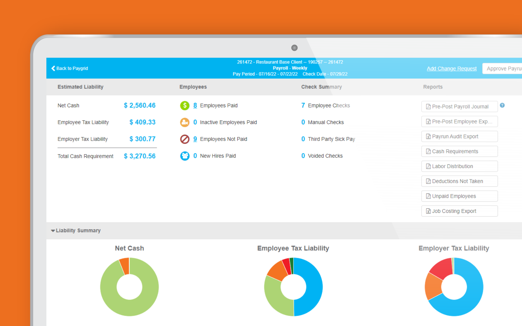 Paycor payroll processing feature screen